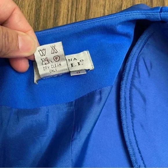 Adrianna Papell Blue 100% Silk Button Front Blazer Jacket Women’s size 8 - Picture 7 of 14